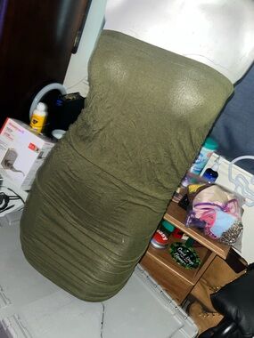 Strapless Olive Green Bodycon nMini Dress